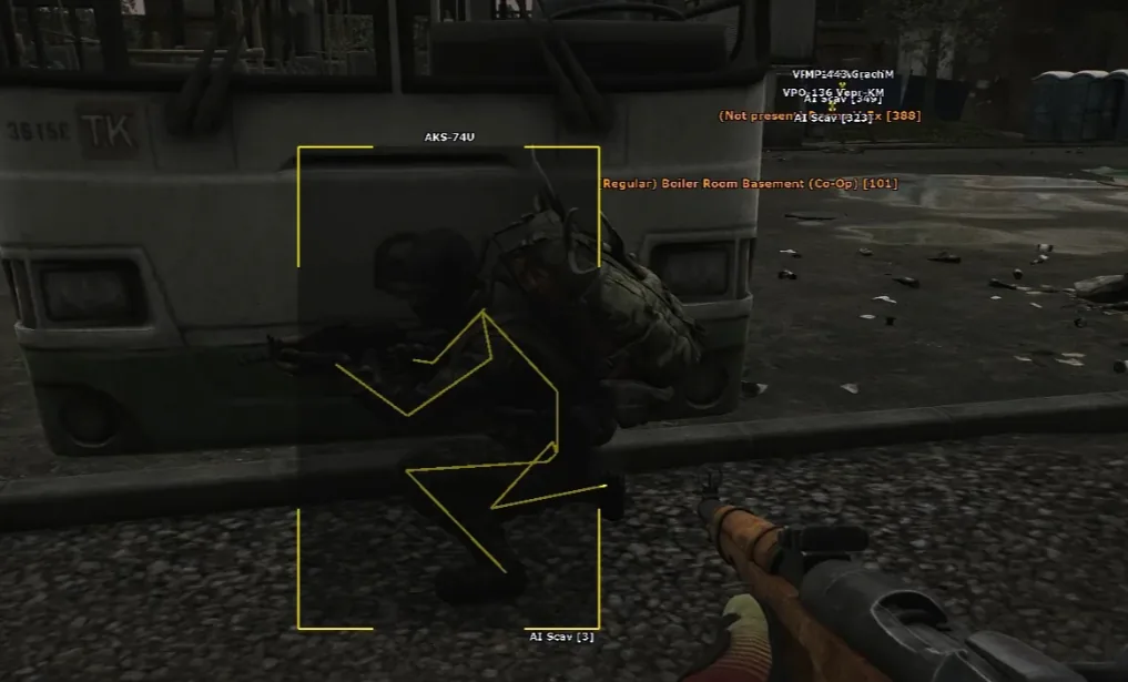 EFT soft aim assist overlay during a Tarkov fight